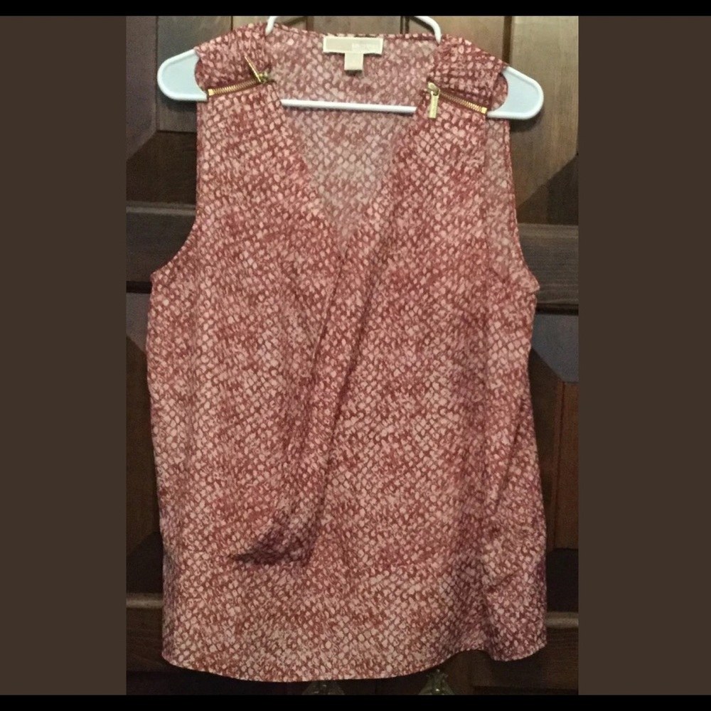 Michael Kors Cross Zipper Sleeveless Top Blouse